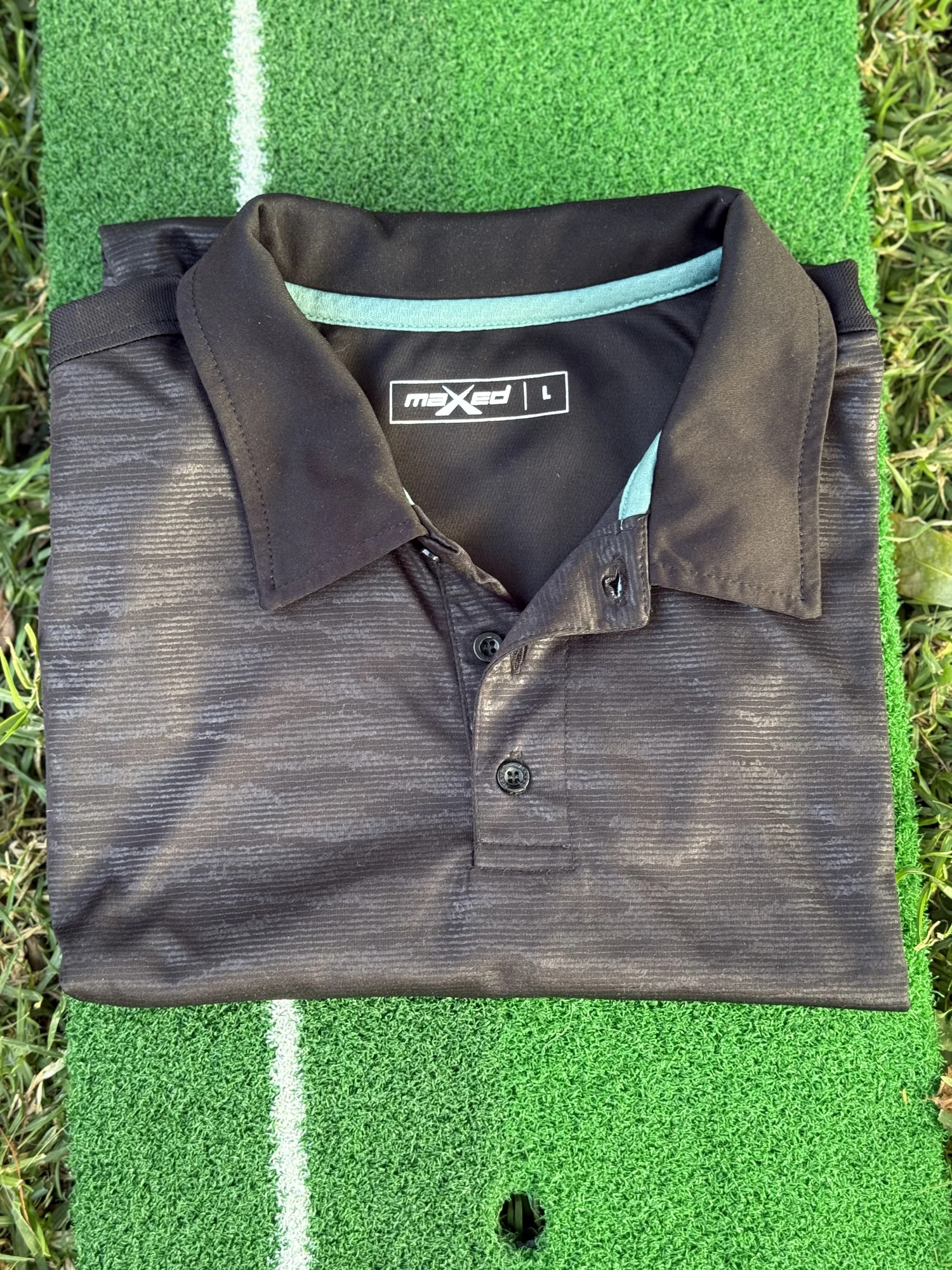 Maxed Golf Shirt – Black – Large Slim Fit