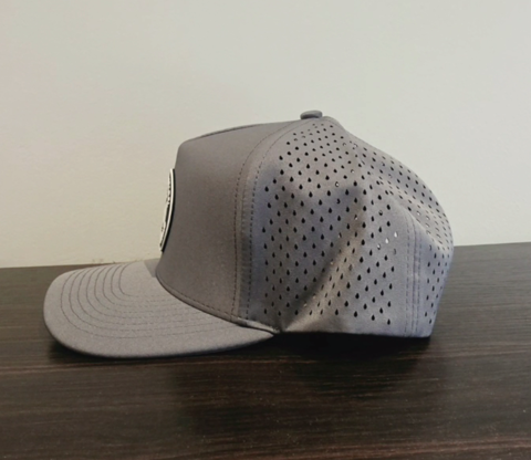 Custom Performance Peak Cap - Round Badge Grey